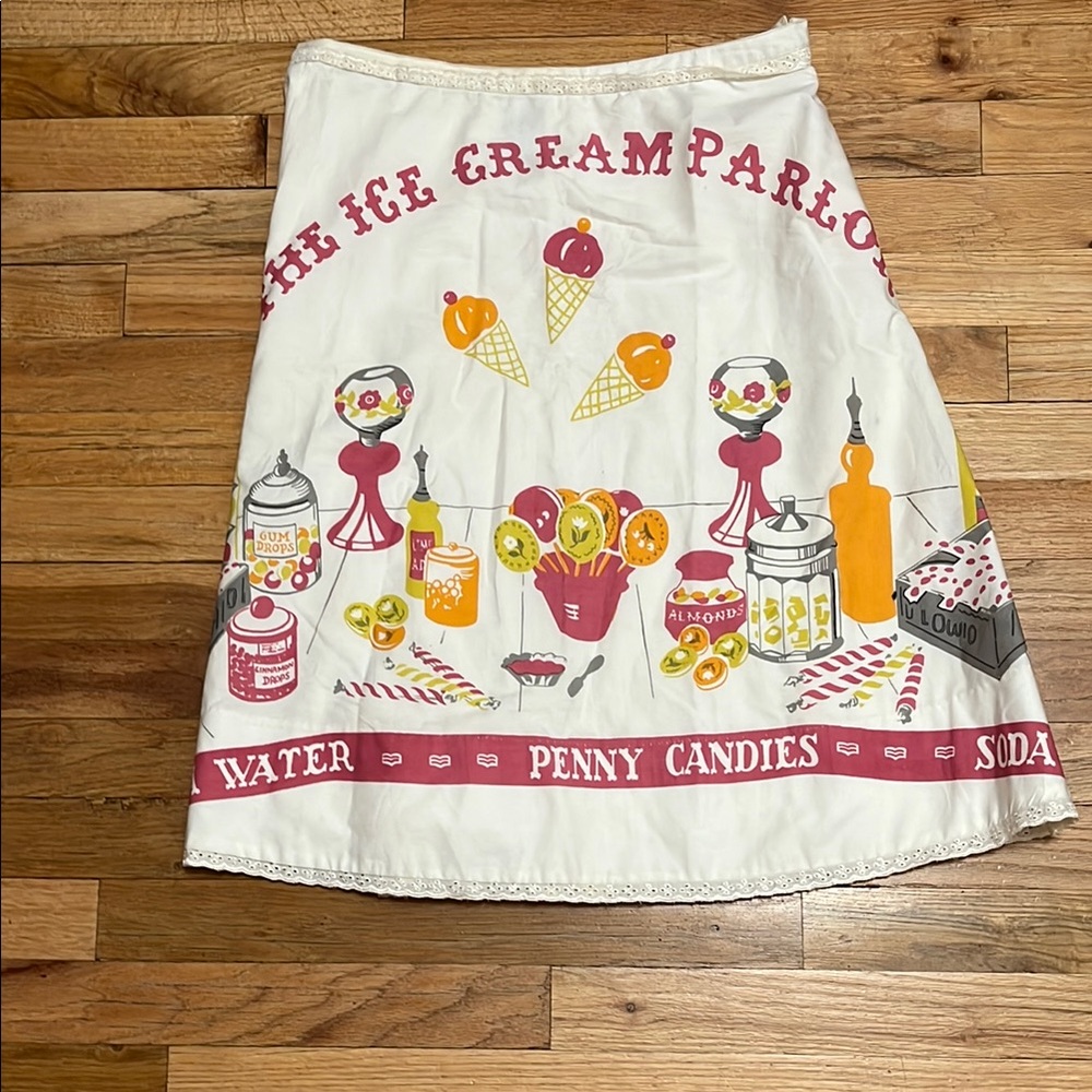 Odille White and Red Ice Cream Parlor A-Line Skirt